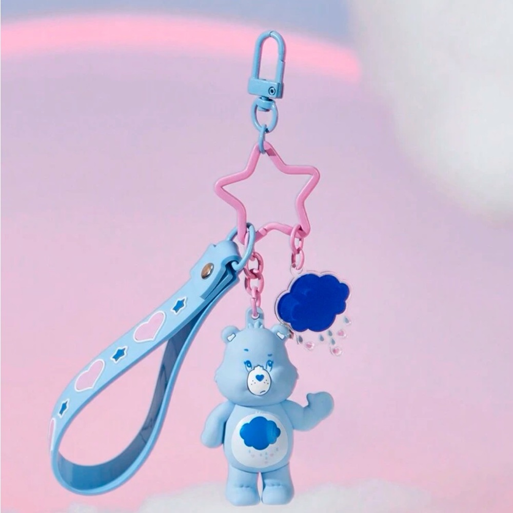Rebellious Rose X Care Bears Keychain bag pendant blue cute three-dimensional